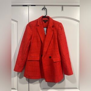 Ann Taylor Vibrant Red Textured Blazer